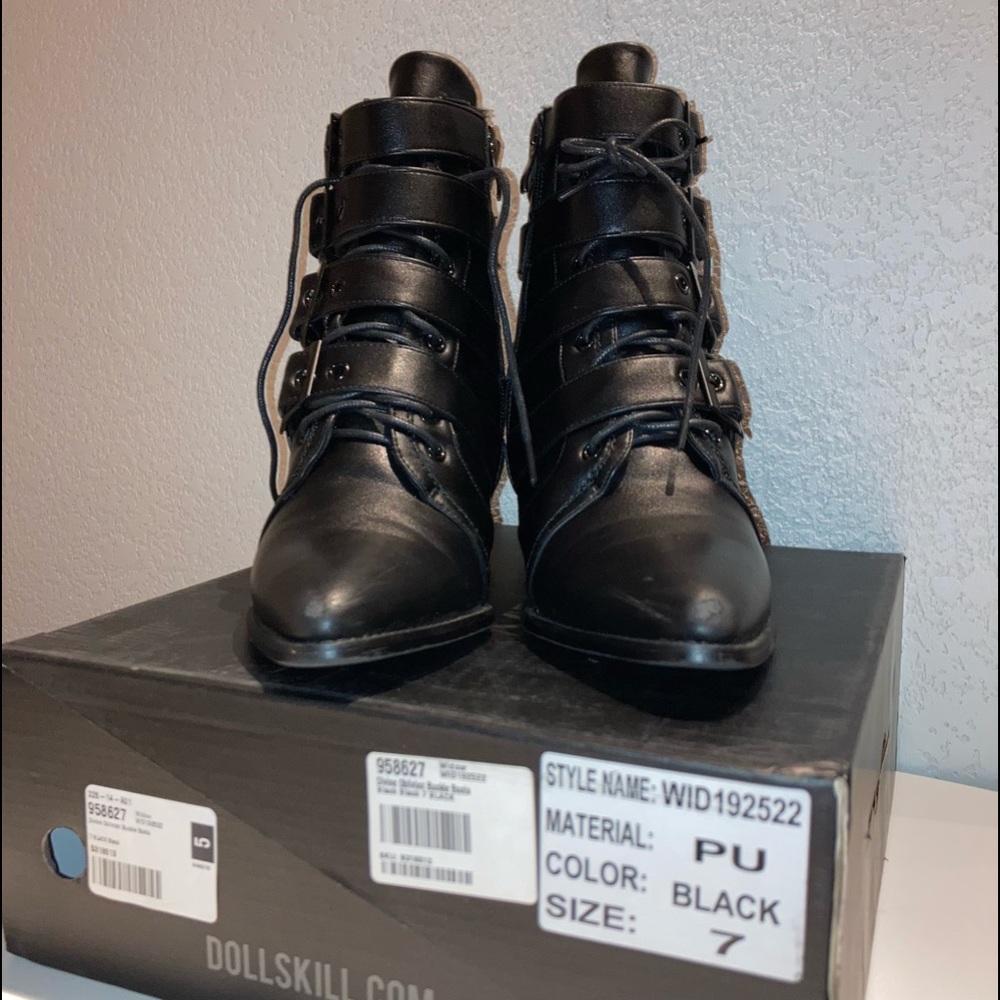 Buckle lace up booties